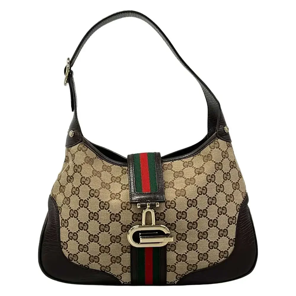 Gucci GG/Sherry (Web) Shoulder Bag 130779 Dark Brown Beige Multi Jacquard